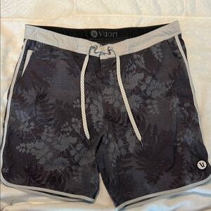 Vuori Black and Gray Quick-Dry Board Shorts